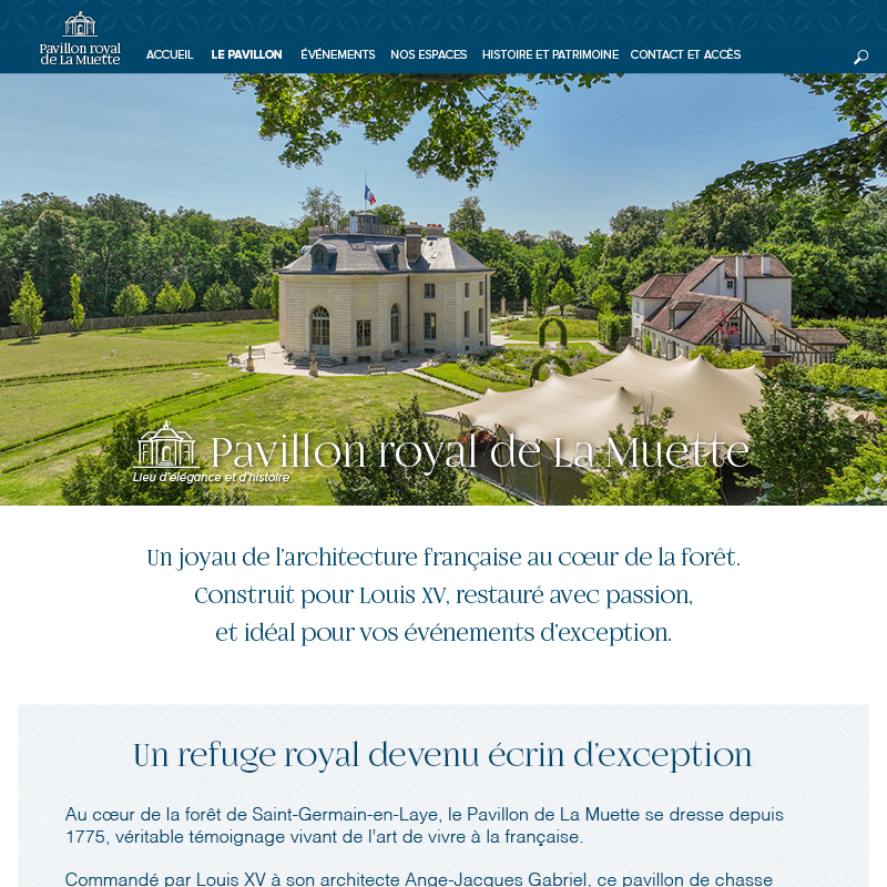 Conception du site internet du Pavillon Royal de La Muette, lieu d’exception