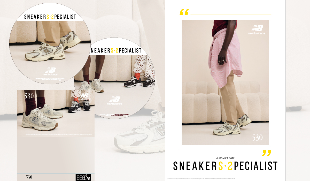 Campagne publicitaire marque de chaussures avec déclinaisons de visuels sneakers
