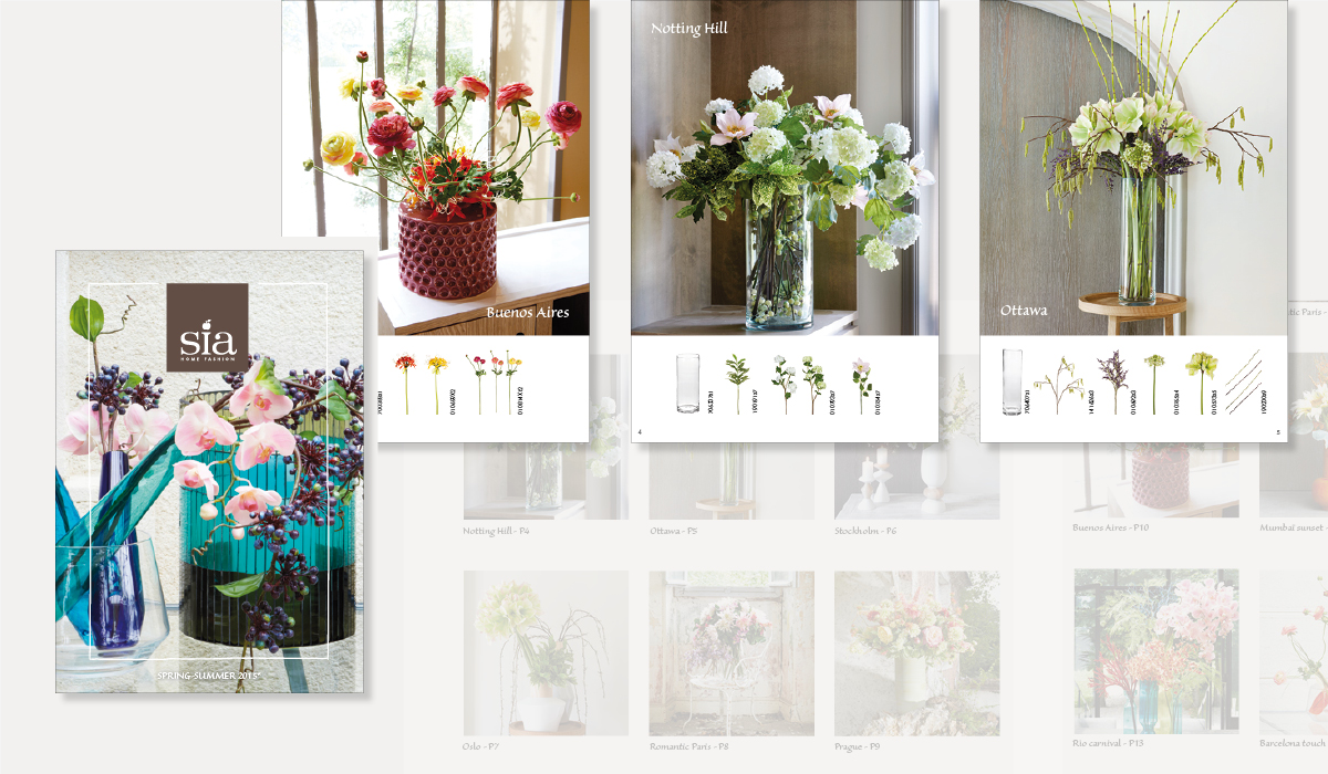 Catalogue Sia Home Fashion marque de décoration et art de vivre présentant des collections de fleurs et compositions végétales