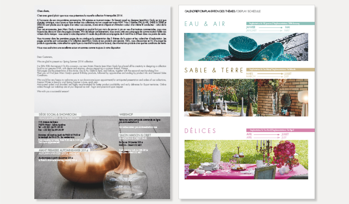 Catalogue Sia Home Fashion présentant les collections et calendriers saisonniers de la marque de décoration et art de vivre
