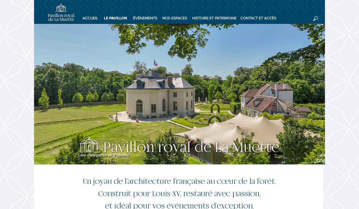 Site internet du Pavillon royal de La Muette et photographie du domaine